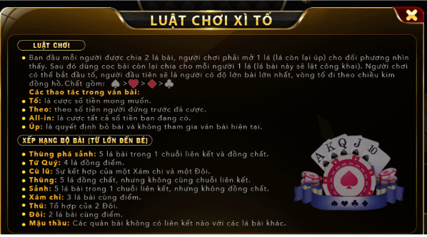 Các luật chơi cơ bản khi tham gia chơi Xì Tố trên nhà cái UK88 